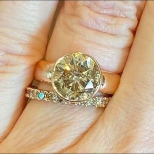3.42CT DIAMOND RING CHAMPAGNE ROSE GOLD 14K SZ 4.5